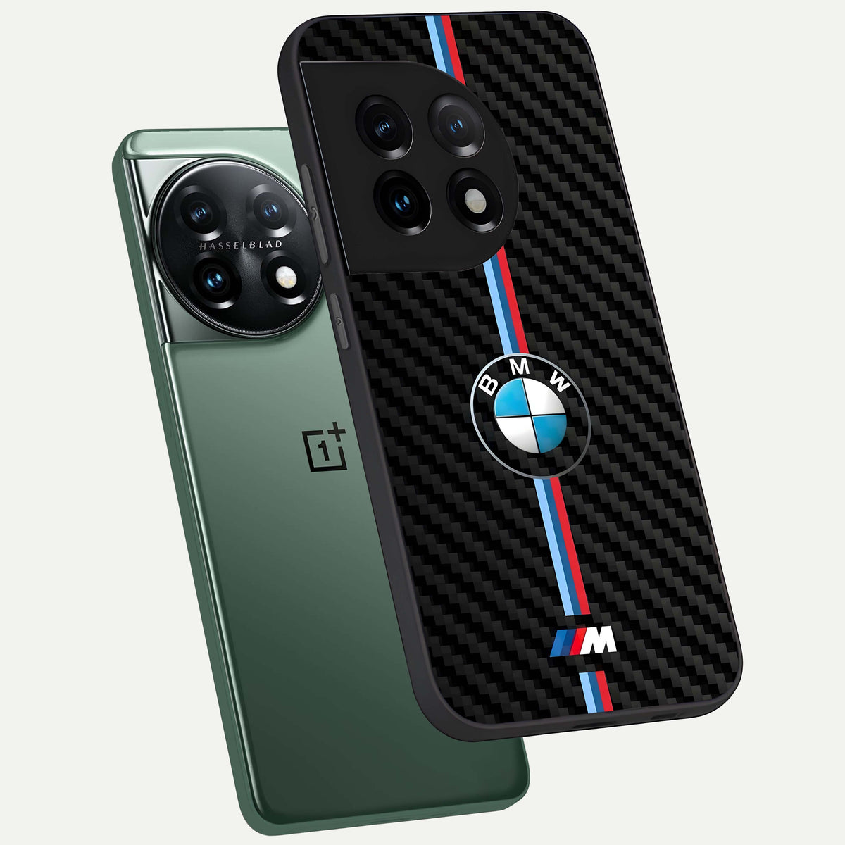  BMW Pattern phone case For OnePlus 11 showing premium glass back cover with detailed artwork