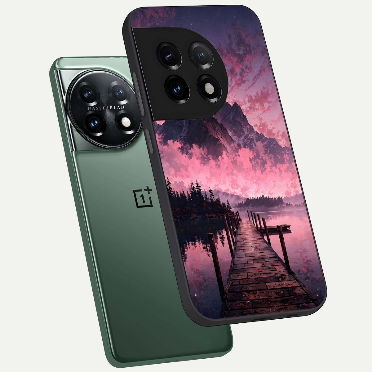  Beautiful Mountain View phone case For OnePlus 11 showing premium glass back cover with detailed artwork