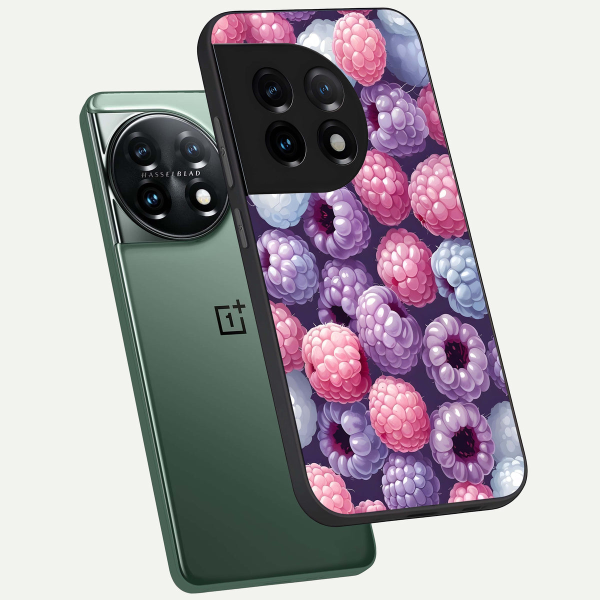  Berry Candy Pop phone case For OnePlus 11 showing premium glass back cover with detailed artwork
