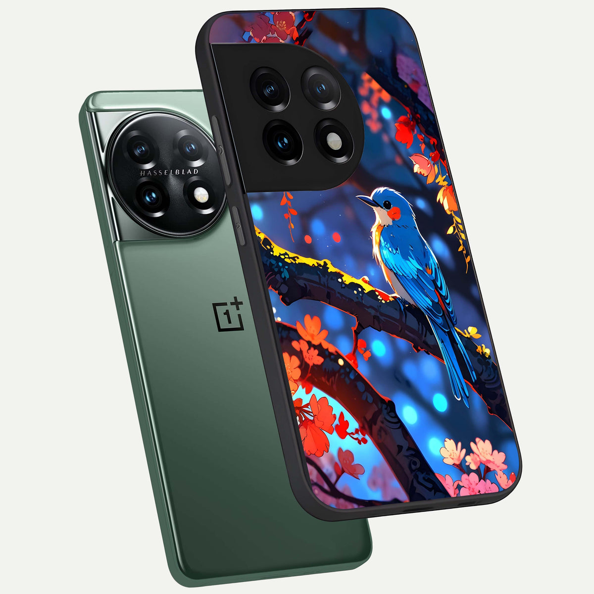 Blooming Water Drift phone case For OnePlus 11 showing premium glass back cover with detailed artwork