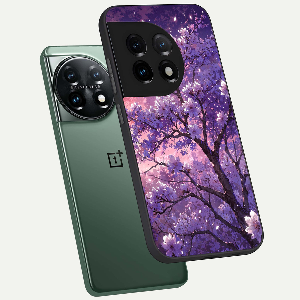  Blossom Tree phone case For OnePlus 11 showing premium glass back cover with detailed artwork
