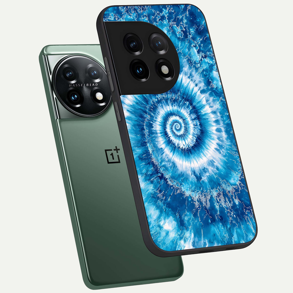  Blue Galaxy Wave phone case For OnePlus 11 showing premium glass back cover with detailed artwork