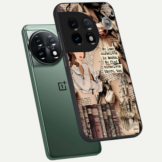  Bookish Dream World phone case For OnePlus 11 showing premium glass back cover with detailed artwork