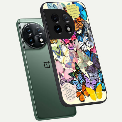  Butterflies Petal Dream phone case For OnePlus 11 showing premium glass back cover with detailed artwork