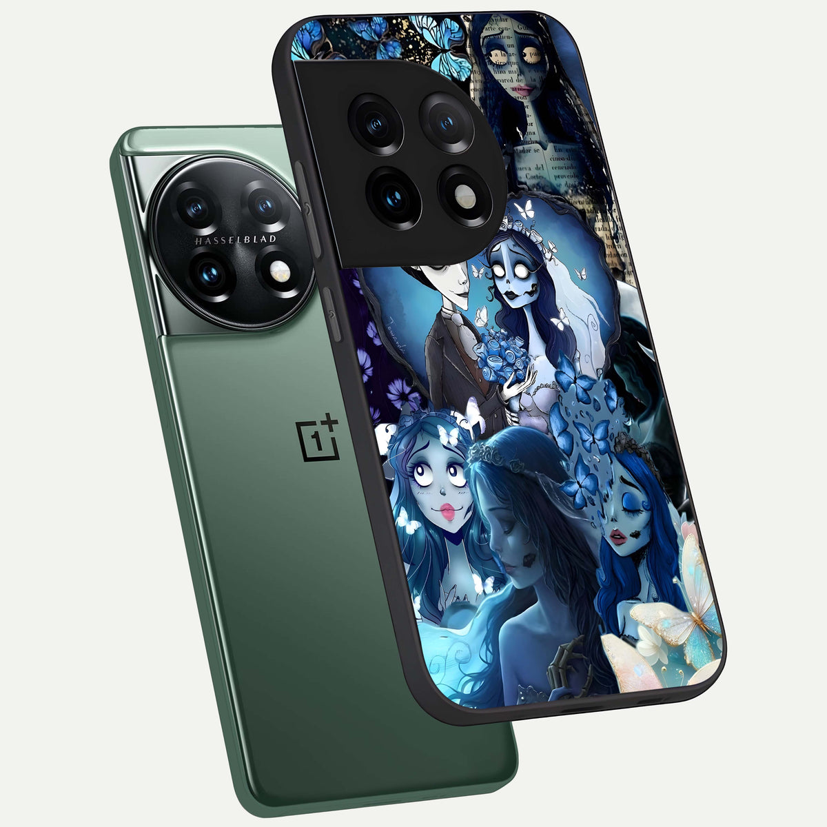  Butterfly Ghost Soul phone case For OnePlus 11 showing premium glass back cover with detailed artwork