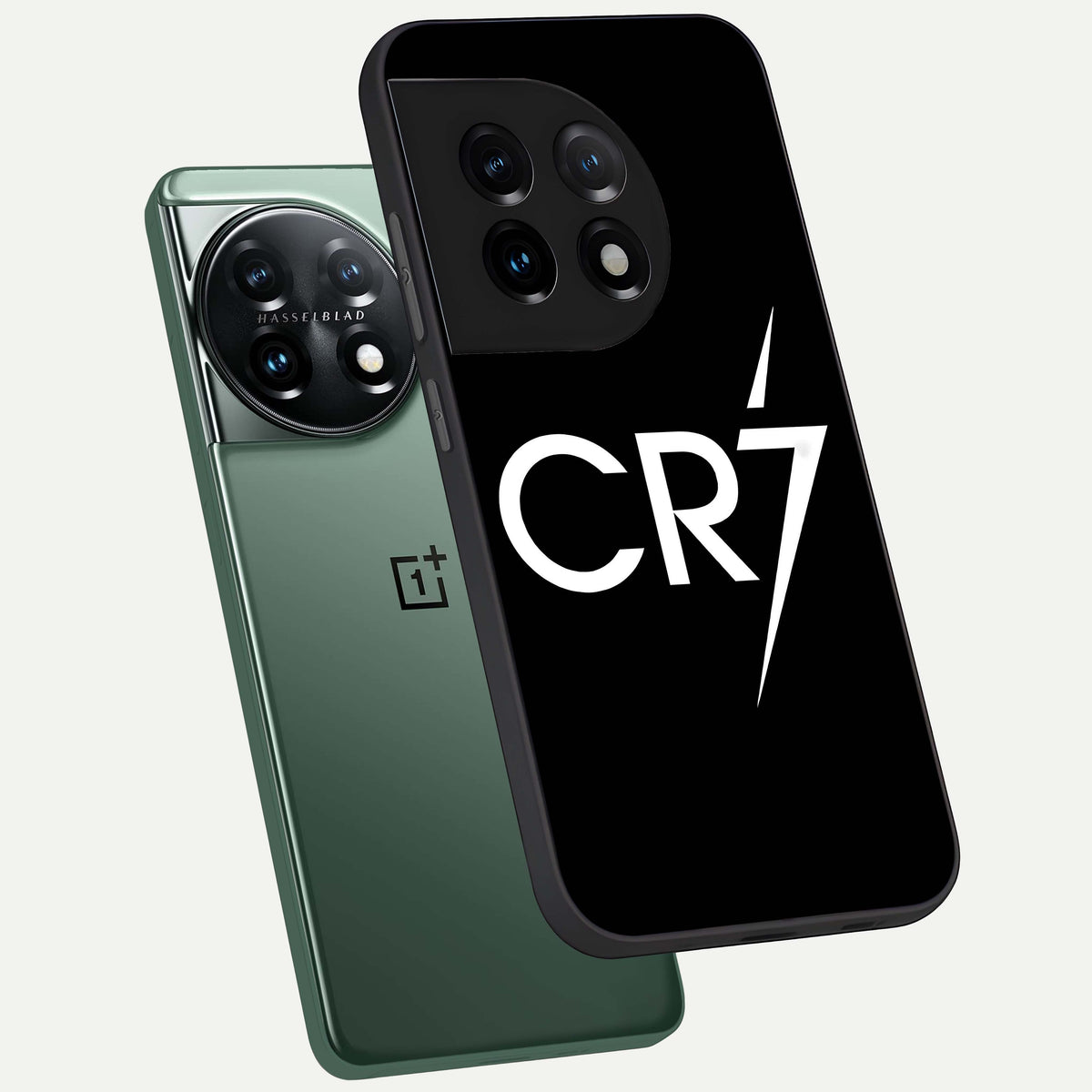  CR7 Elite Strike phone case For OnePlus 11 showing premium glass back cover with detailed artwork