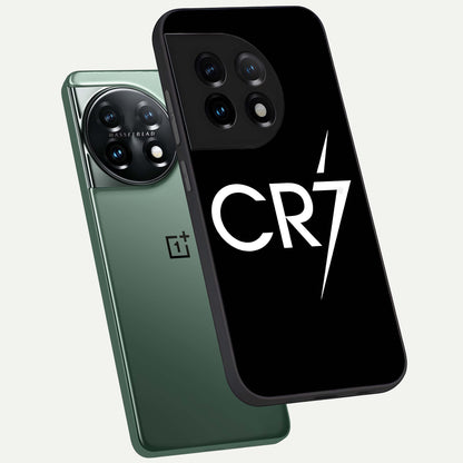  CR7 Elite Strike phone case For OnePlus 11 showing premium glass back cover with detailed artwork