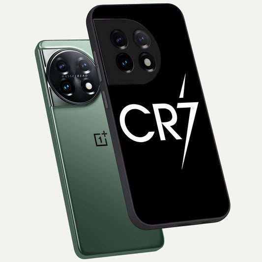  CR7 Elite Strike phone case For OnePlus 11 showing premium glass back cover with detailed artwork