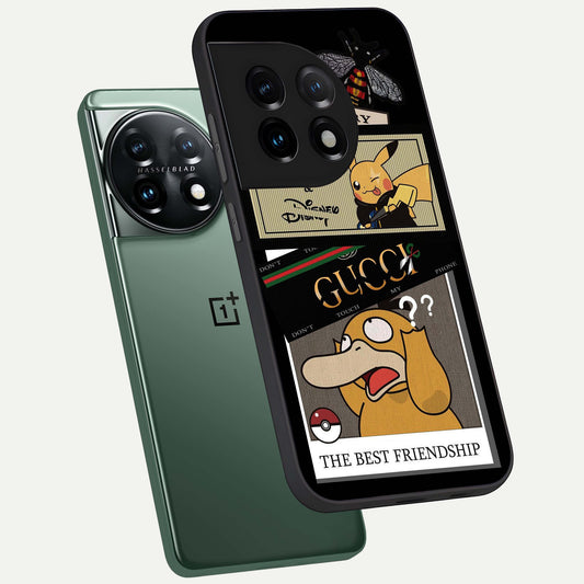  Cartoon Brand Play Mashup phone case For OnePlus 11 showing premium glass back cover with detailed artwork