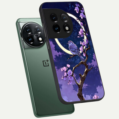  Celestial Bird Blossom phone case For OnePlus 11 showing premium glass back cover with detailed artwork