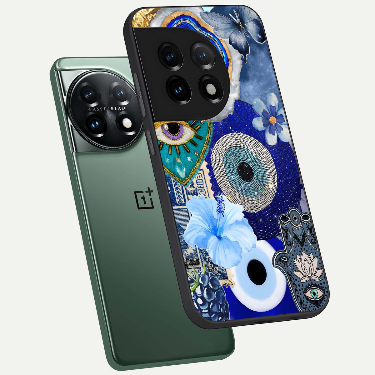  Celestial Blue Vision phone case For OnePlus 11 showing premium glass back cover with detailed artwork