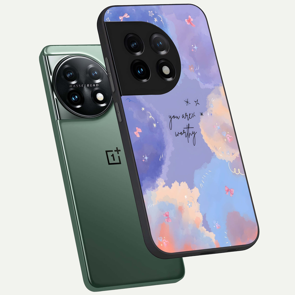  Celestial Cloud Magic phone case For OnePlus 11 showing premium glass back cover with detailed artwork
