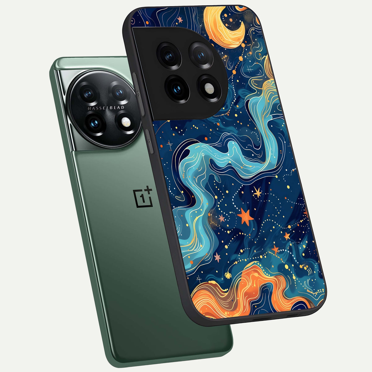  Celestial Dream Flow phone case For OnePlus 11 showing premium glass back cover with detailed artwork