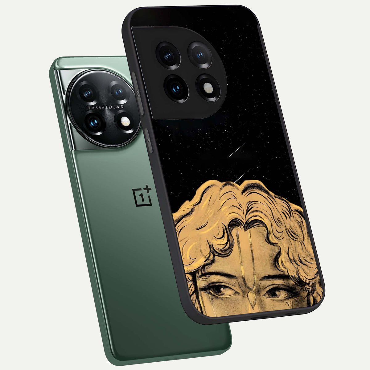  Celestial Gods Plan phone case For OnePlus 11 showing premium glass back cover with detailed artwork