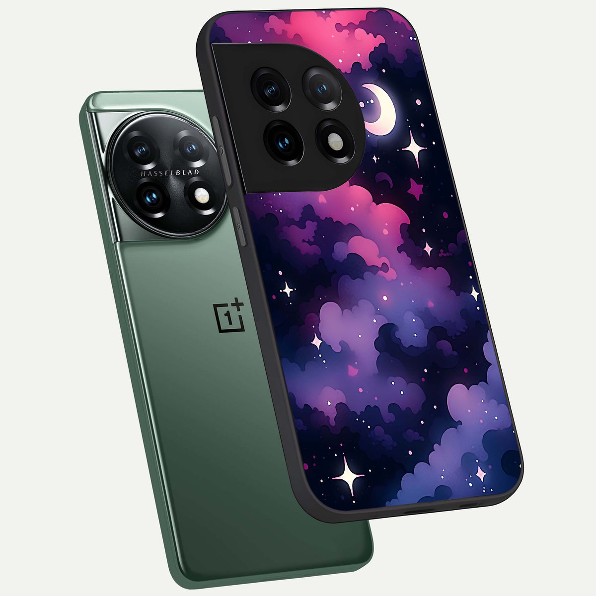  Celestial Moon Magic phone case For OnePlus 11 showing premium glass back cover with detailed artwork
