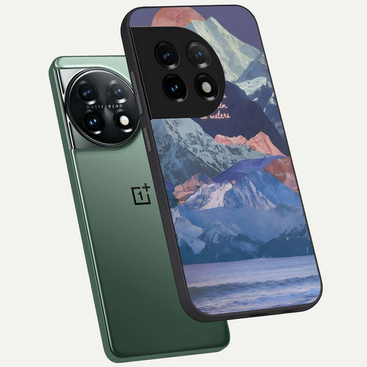  Celestial Mountain Calm phone case For OnePlus 11 showing premium glass back cover with detailed artwork