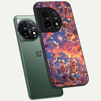  Celestial Sakura Sunset phone case For OnePlus 11 showing premium glass back cover with detailed artwork
