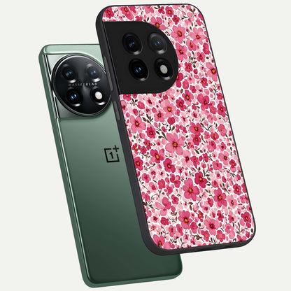  Cherry Blossom Charm phone case For OnePlus 11 showing premium glass back cover with detailed artwork