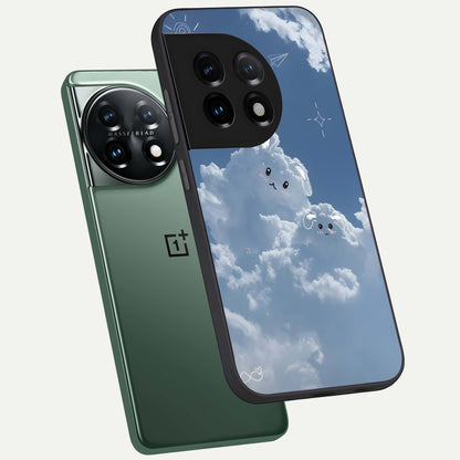  Cloud Bunny Dreams phone case For OnePlus 11 showing premium glass back cover with detailed artwork