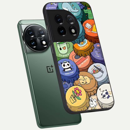  Coins Patterns phone case For OnePlus 11 showing premium glass back cover with detailed artwork