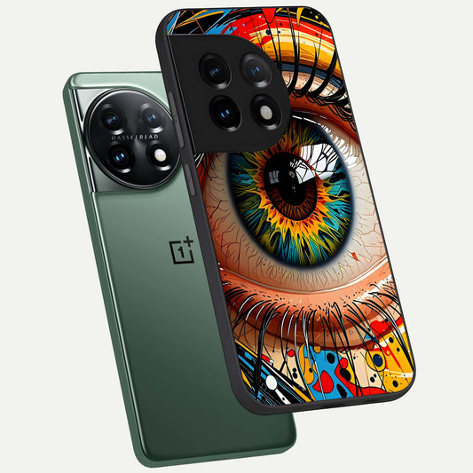  Colorful Eye phone case For OnePlus 11 showing premium glass back cover with detailed artwork