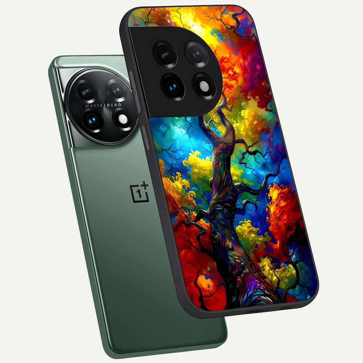  Colorful Soda Bottles phone case For OnePlus 11 showing premium glass back cover with detailed artwork