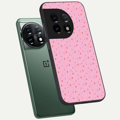  Cosmic Pink Sparkle phone case For OnePlus 11 showing premium glass back cover with detailed artwork