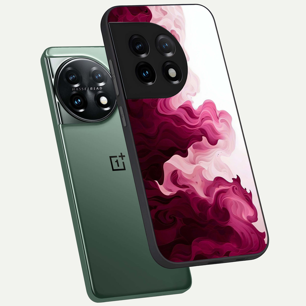  Crimson Wave Flow phone case For OnePlus 11 showing premium glass back cover with detailed artwork