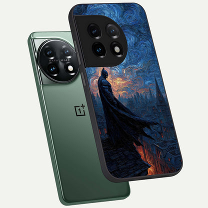  Dark Knight Dusk phone case For OnePlus 11 showing premium glass back cover with detailed artwork