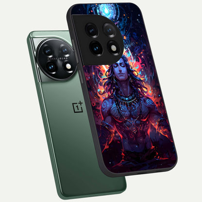  Divine Fire Shiv phone case For OnePlus 11 showing premium glass back cover with detailed artwork