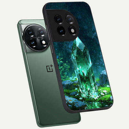  Emerald Light Crystal phone case For OnePlus 11 showing premium glass back cover with detailed artwork
