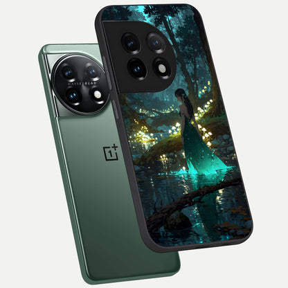  Enchanted Forest Glow phone case For OnePlus 11 showing premium glass back cover with detailed artwork