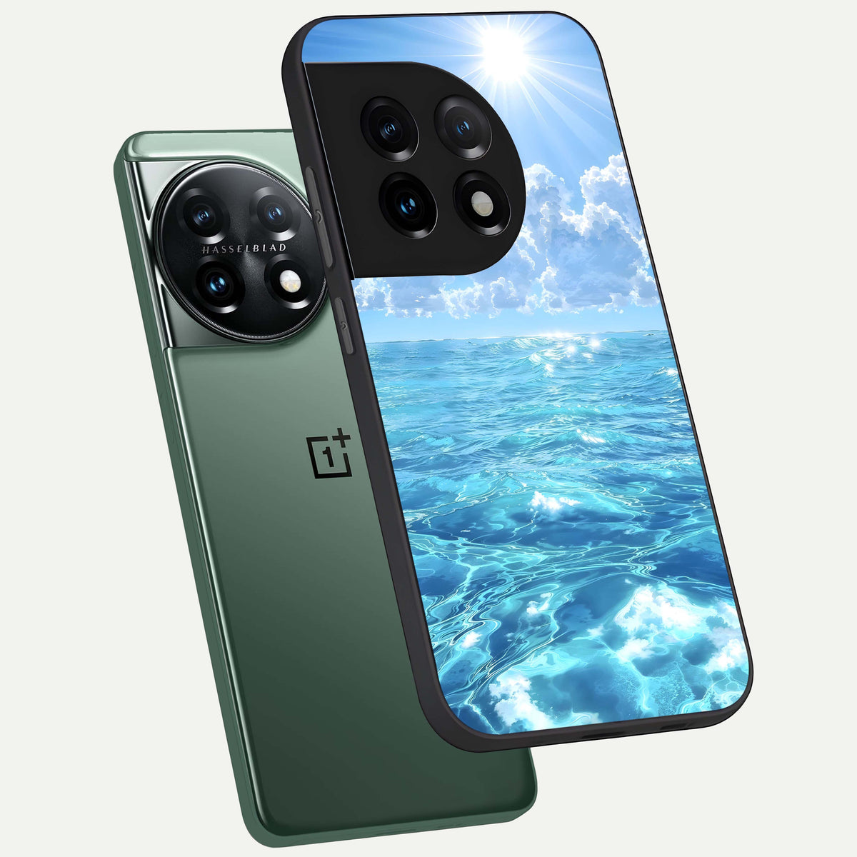  Endless Ocean Horizon phone case For OnePlus 11 showing premium glass back cover with detailed artwork