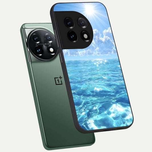  Endless Ocean Horizon phone case For OnePlus 11 showing premium glass back cover with detailed artwork