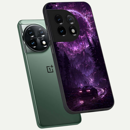  Eternal Cosmic Drive phone case For OnePlus 11 showing premium glass back cover with detailed artwork