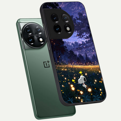  Firefly Meadow Magic phone case For OnePlus 11 showing premium glass back cover with detailed artwork