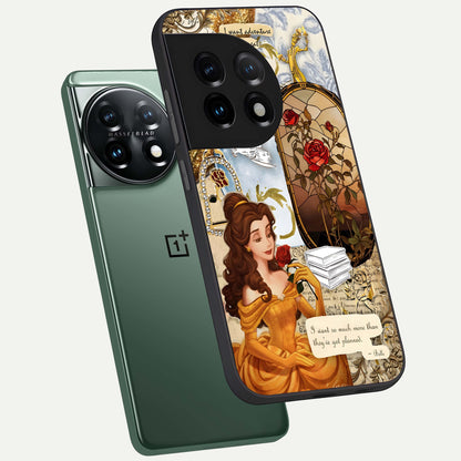  Golden Dream Belle phone case For OnePlus 11 showing premium glass back cover with detailed artwork