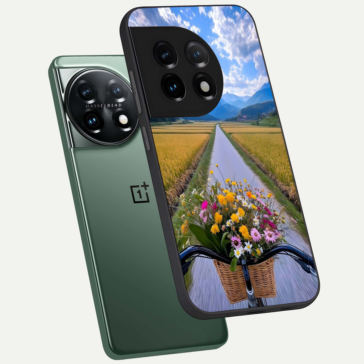  Golden Field Journey phone case For OnePlus 11 showing premium glass back cover with detailed artwork