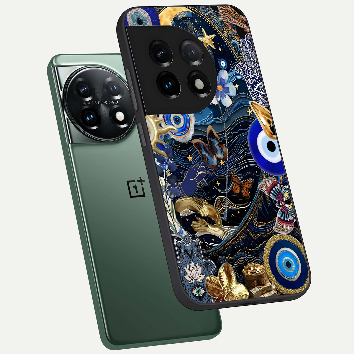  Golden Moon Magic phone case For OnePlus 11 showing premium glass back cover with detailed artwork