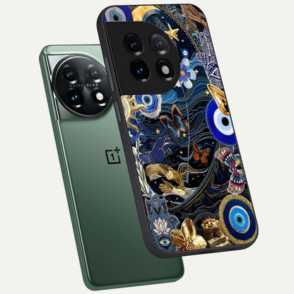  Golden Moon Magic phone case For OnePlus 11 showing premium glass back cover with detailed artwork