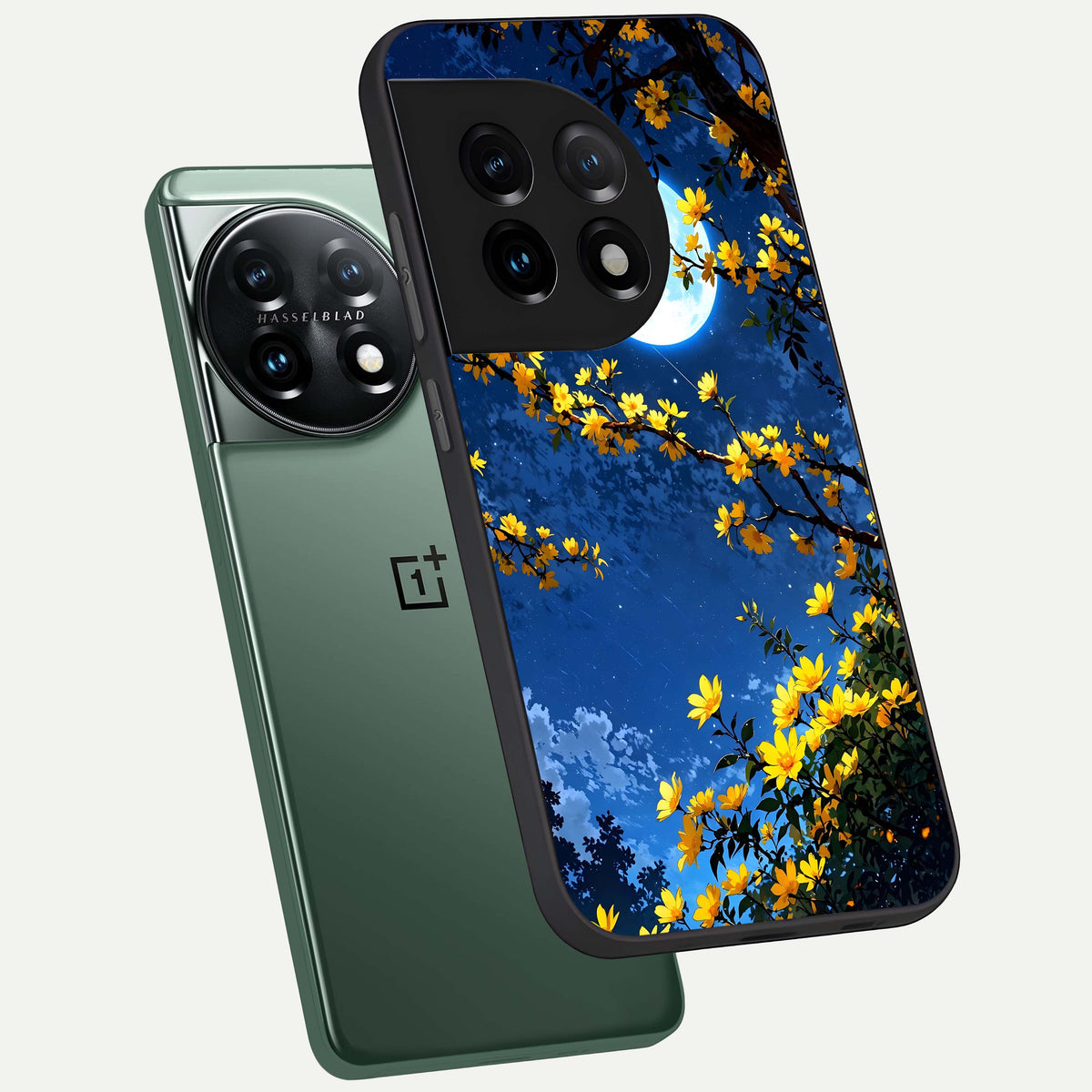  Golden Night Glow phone case For OnePlus 11 showing premium glass back cover with detailed artwork