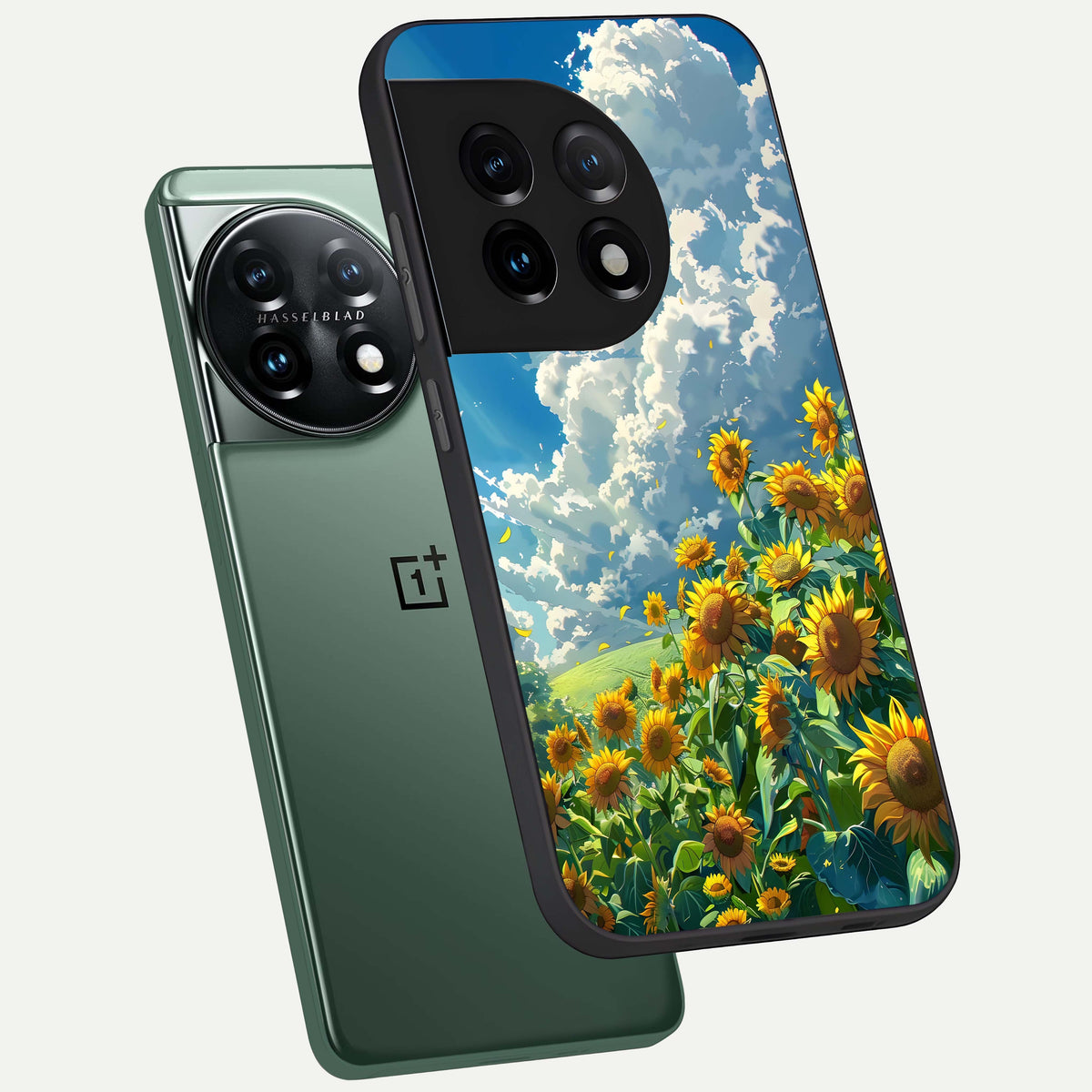  Golden Sun Glory phone case For OnePlus 11 showing premium glass back cover with detailed artwork