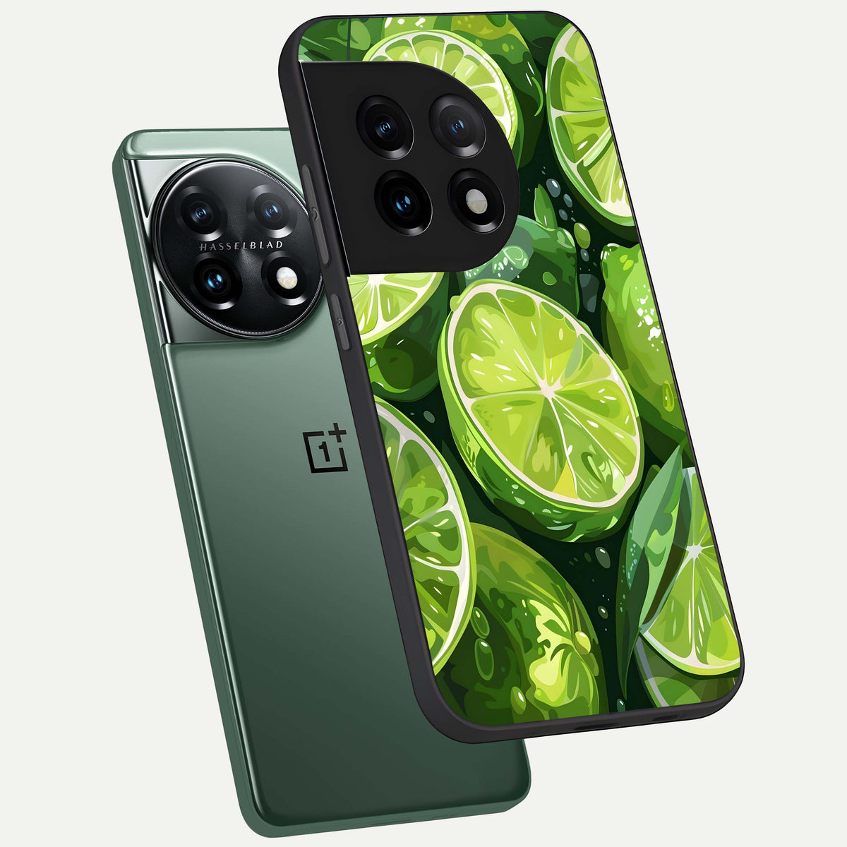  Green Kawasaki phone case For OnePlus 11 showing premium glass back cover with detailed artwork