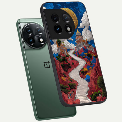 Heavenly Moon Path phone case For OnePlus 11 showing premium glass back cover with detailed artwork
