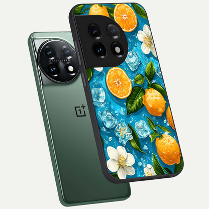  Ice Cube With Orange phone case For OnePlus 11 showing premium glass back cover with detailed artwork