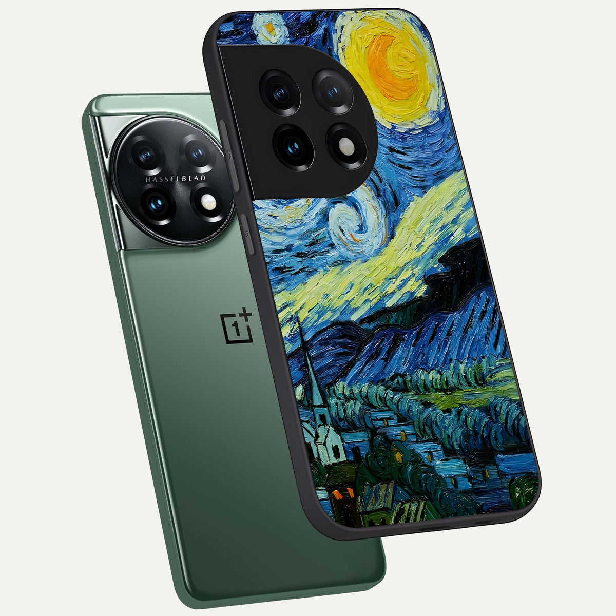  Inspired Van Gogh Art phone case For OnePlus 11 showing premium glass back cover with detailed artwork