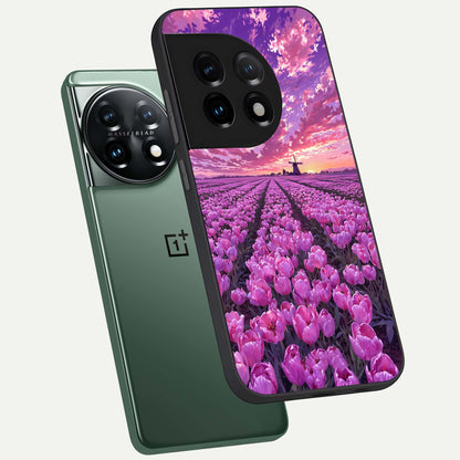  Lavender Dream Skies phone case For OnePlus 11 showing premium glass back cover with detailed artwork