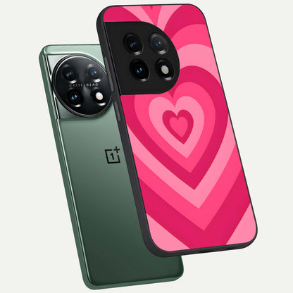  Layered Love Hearts phone case For OnePlus 11 showing premium glass back cover with detailed artwork