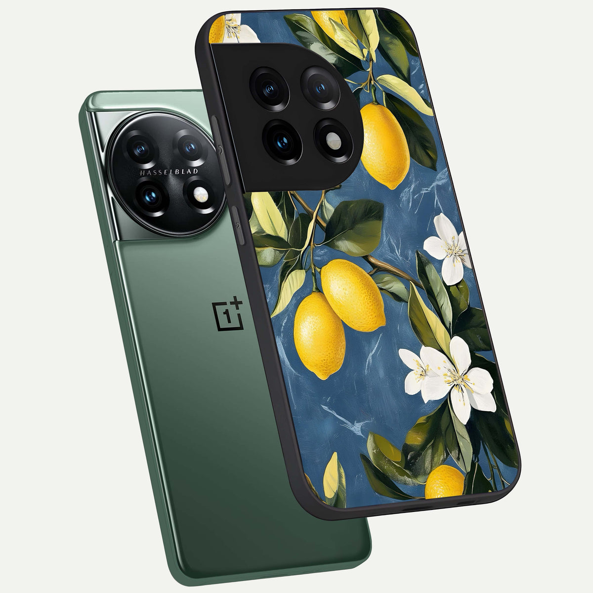  Lemon Dream Garden phone case For OnePlus 11 showing premium glass back cover with detailed artwork
