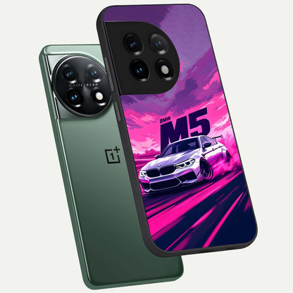  MS Neon Car phone case For OnePlus 11 showing premium glass back cover with detailed artwork